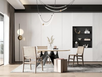 现代家居餐厅3D模型下载